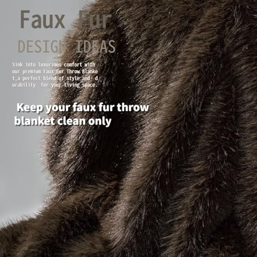 Luxury Fluffy Faux Fur Throw Blanket,Thick Fluffy Silky Fuzzy Cozy Blanket,Plush Blankets for Couch, Sofa, Chair, Bed-Brown,50x60 Inches - color: Brown, size: Throw (50" x 60")