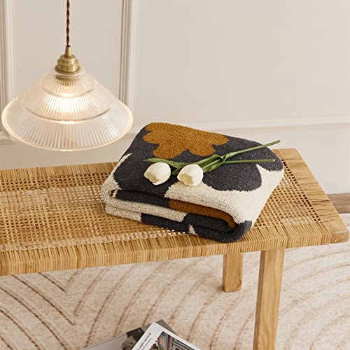Floral Throw Blanket Big Flower Pattern Soft Cozy Warm Fuzzy Fluffy Microfiber Feather for Couch Bed Sofa Baby Pets Home Decor All Season (Chen Grey, 47''x59'') - color: Chen Grey