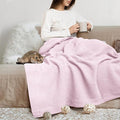 THREAD SPREAD Organic GOTS Certified Cotton Blanket, Twin/Twin XL - 350 GSM, Antistatic, Fuzzy Soft, Lightweight, Sofa, Camping & Travel, All-Season Herringbone Throw, Blush + Stylish Bonus Tote Bag - color: Herringbone - Blush, size: Twin / Twin XL