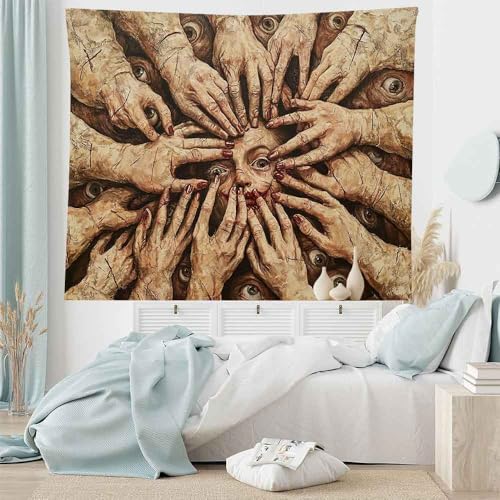 LATETOMT Abstract Tapestry Halloween Creepy Tapestry Horror Tapestries Gothic Surreal Canvas Print Wall Art for Halloween Party Terrifying Atmosphere LTMTAYW302 - color: Style-1, size: Customize
