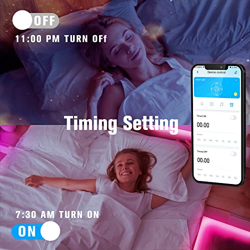 DAYBETTER LED Strip Lights 200 ft (2 Rolls of 100 ft), Smart App Control Lighting Bedroom Rome Decor with Remote, RGB Music Sync Color Changing LED Lights for Party - size: 200FT