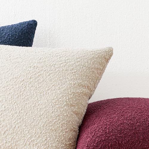 Mixhug Decorative Boucle Throw Pillow Covers, Burgundy Red, 20 x 20 Inches, Pack of 2 - Textured Boho Pillow Covers for Couch and Bed - color: Burgundy, size: 20" x 20" (Pack of 2)