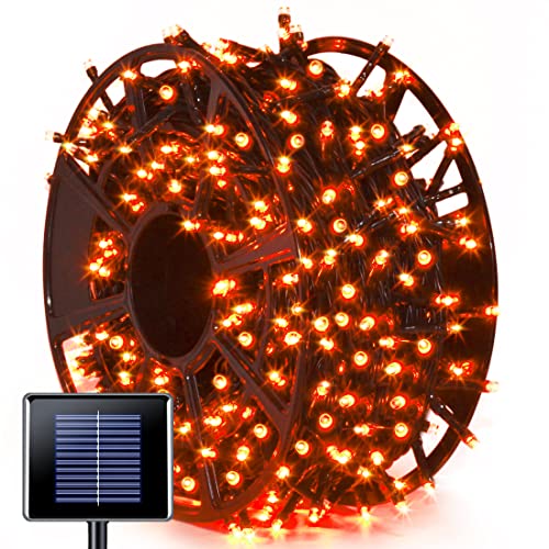 JMEXSUSS 600 LED Orange Solar Halloween Lights, 206.7 ft Solar String Lights Outdoor Waterproof, 8 Modes Orange String Light for Outside Tree Patio Bushes Halloween Decorations - color: Orange, size: 600LED*1