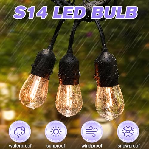 GvvooHome 24 Pack Shatterproof S14 LED Replacement Bulbs for Outdoor String Lights, 1W Equivalent to 11W Incandescent Bulb, Soft White 2200K, Dimmable, E26 Regular Medium Screw Base - size: 24 Count