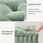 Intelligent Design Floor Pillow - Shredded Foam Filled Meditation & Yoga Cushion, Chenille Tufted, Handsewn Scalloped Edge, Oeko-TEX Certified, Azza, 20" x 20" x 5" Desert Sage - color: Desert Sage