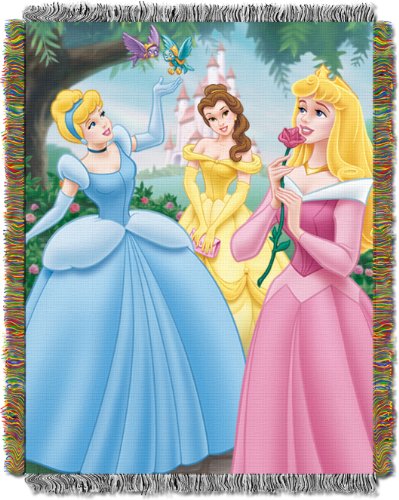 Northwest Disney Princess Woven Tapestry Throw Blanket, 48" x 60", Walk in the Park