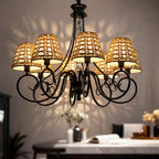 6 Pack Small Rattan Clip on Lamp Shade 4" Top x 6" Bottom x 5" High Boho Shades Natural Rattan Replacement Light Covers Woven Lampshade for Floor Lamps Pendant Light Chandelier Wall Sconces