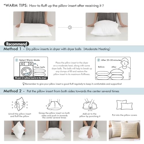 MIULEE 18x18 Inches Pillow Inserts Pack of 2, Decorative Throw Pillow Inserts for Couch - size: 18x18 Inch