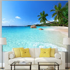 Racunbula Ocean Beach Wall Tapestry - Tropical Paradise with Coconut and Palm Trees for Home Decor - size: 78.7"L x 59.1"W