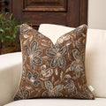 Yangest Flower Pillow Cover 18 x18 Inches, Nature Chenille Square Throw Pillow Cover Soft Luxury Neutral Accent Couch Pillow Cover for Living Room Bedroom, Coffee Brown - color: Coffee Brown, size: 18" x 18" (Pack of 1)