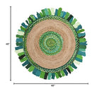 SAFAVIEH Cape Cod Collection 4' Round Green / Natural CAP701Y Handmade Boho Fringe Jute & Cotton Area Rug - color: Green/Natural, size: 4' (Round)
