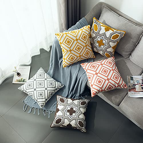 Boho Decorative Throw Pillow Cover Geometric Tufted Cotton Pillowcase Super Soft Pillow Sham Cushion Case for Sofa Couch Bedroom Living Room (Type D,18"x18") - color: Type D
