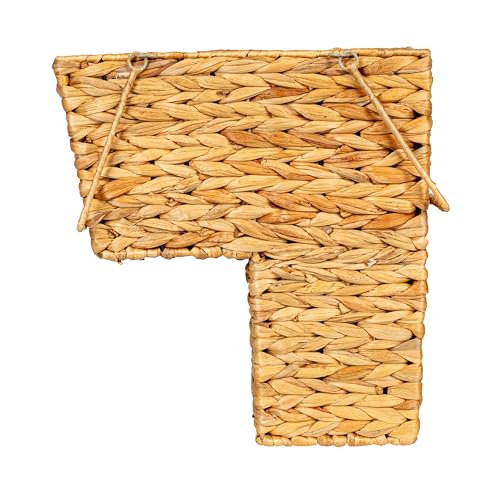 Household Essentials Wicker Stair Basket with Handles, Handwoven Water Hyacinth, Sits on Two Stairs, Lightweight, Natural - style: Water Hyacinth