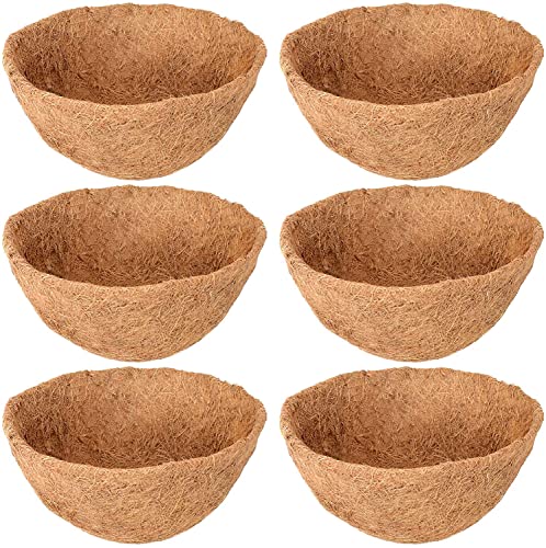 Legigo 6 Pack 12 Inch Hanging Basket Coco Liners Replacement, 100% Natural Round Coconut Coco Fiber Planter Basket Liners for Hanging Basket Flowers/Vegetables - color: 6pcs, size: 12 Inch