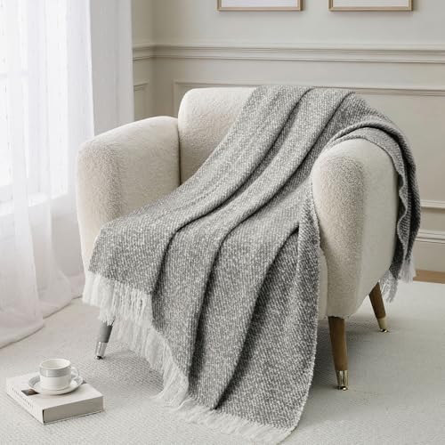 BOURINA Throw Blanket Soft Lightweight Cozy Throw for Bed Couch Decorative Blanket, Light Grey 50" x 60" - color: Qqs-light Grey, size: 50"x60"