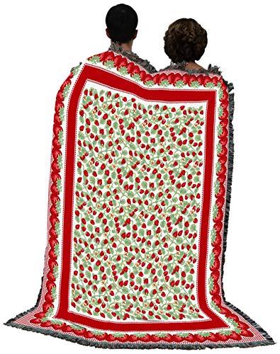 Pure Country Weavers Strawberry Festival Blanket - Garden Floral Gift Tapestry Throw Woven from Cotton - Made in the USA (72x54) - color: Strawberry
