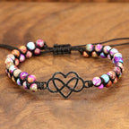 Women Boho Wrap Bracelet,Handmade Natural Stone Crystal Emperor Beads Heart Bracelet, Fashion Bohemian Jewelry Gift for Women - color: Double Heart
