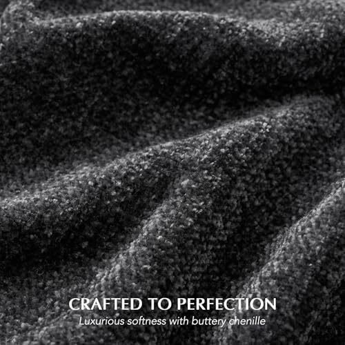 EverGrace Soft Chenille Throw Blanket for Couch, Cozy Plush Fuzzy Decorative Chenille Knit Throw Blanket with Tassels, Lightweight Blanket and Throws for Bed Sofa Gift Home Decor, Iron Black 60"x80" - color: Iron Black, size: 60"x80"