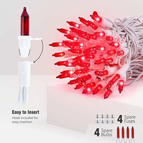 Hopolon 50 Red Christmas Lights, 2PACK White Wire 13Feet Long String Lights Set for Outdoor Indoor Décor, Valentines Day, Wedding, Halloween, Christmas Trees, Holiday Lighting Decorations,Red - color: Red,white Wire, size: 2PACK, 50 count