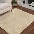 JONATHAN Y Hiro Hand Woven Chunky Jute Ivory 6x6 Square Indoor Area Rug, Bohemian, Transitional, Easy-Cleaning for Living Room, Bedroom, Kitchen, Pet Friendly, Non-Shedding (NFR103A-6SQ) - size: 6' x 6' (Square)