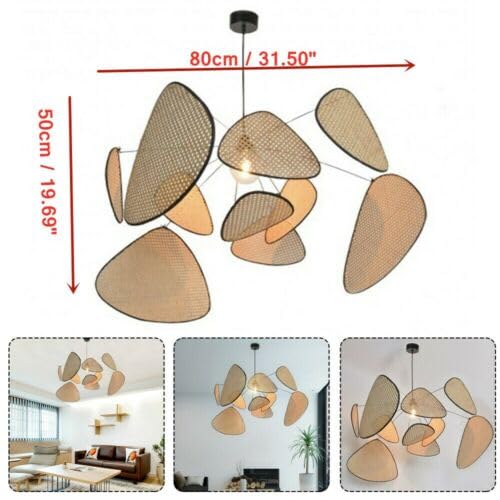 Bamboo Pendant Light Bamboo Art Pendant Rattan Hanging Lamps Wicker Rattan Ceiling Lamp Chandelier Light Fixtures for Kitchen Living Room Bedroom Dining Room
