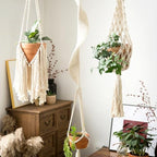 Modern Minimalist Bohemian Style Hanging Planters Plant Net Pocket Hand Woven Hanging Basket Holder Tapestry Flower Basket with Exquisite Tassel Indoor Balcony Decoration (3 in 1) - size: 3 in 1