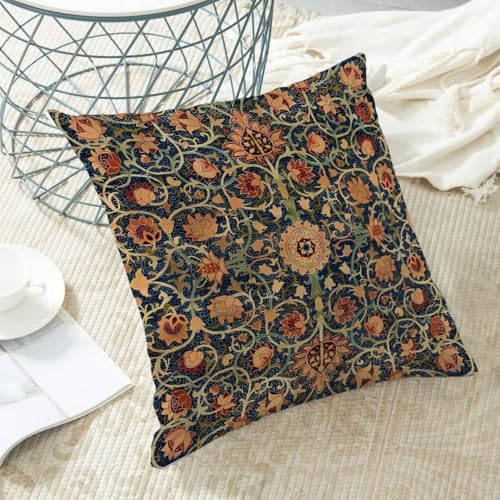 AEIOAE Vintage Floral Pillow Covers 18x18 Set of 2 Burnt Orange Flowers Botanical Decorative Throw Pillow Outdoor Linen Square Farmhouse Art Cushion Case for Sofa Couch Home Decor - color: Vintage Floral, size: 18" x 18" (Pack of 1)
