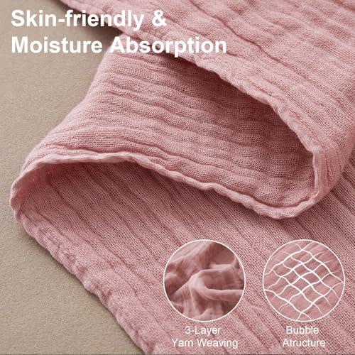 Cotton Muslin Throw Blanket with Tassels, Lightweight Woven Gauze, Pre-Washed Breathable Farmhouse Decor for Bed, Couch, All-Season Use (Dusty Pink, 50" x 60") - color: Dusty Pink, size: 50" x 60"