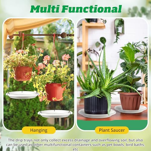 Hanging Planter for Indoor Outdoor Plants, 12" Plant Saucer with Basket Chains, Adjustable Plants Hanger Shelf Decorative Hanging Plant Flower Pot for Window Wall Ceiling Home Decor (5 Pcs,White) - color: White