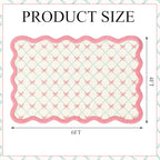 Drydiet Rug Boho Area Rugs 4'x6' Cute Sweet Scalloped Throw Rugs Aesthetic Soft Bedroom Carpet for Living Room Dining Playroom Nursery Family Indoor Dorm(Pink Bow) - style: Pink Bow