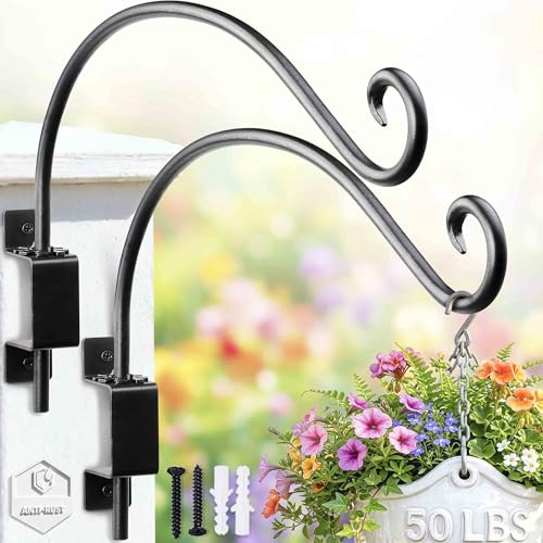 Lifyzoon 2-Pack 12-Inch Swivel Plant Hanger Bracket, 50lbs Heavy Duty Metal Wall Hook for Hanging Planters, Wind Chimes, 180° Rotating Bird Feeder for Outdoor Fence, Indoor Deck Post - size: 12"-2PCS