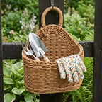 DOITOOL Set of 2 Wicker Hanging Basket for Wall, Front Door, Flowers, Mail, Fruit - Boho Handmade Rattan Hanging Wall Baskets for Garden Farmhouse Home Storage