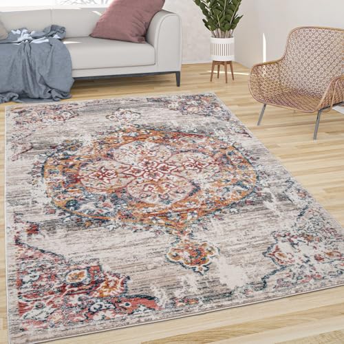 Paco Home Vintage Rug Oriental Design with Modern Ornaments in Faded Beige, Size: 2'8" x 4'11" - color: Beige, size: 2'8" x 4'11" (Rectangular)
