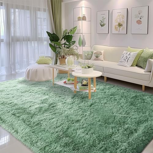 Awaytail Sage Green Area Rugs 9x12 Living Room - Super Soft Fluffy Rug Non Slip Large 9 by 12 Area Rug for Bedroom Washable - color: Sage, size: 9' x 12' (Rectangular)