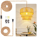 Hanging Light Ceiling Lamp Pendant Lights Rattan Hanging Lamp with Plug in Cord for Living Room Bedroom Kitchen Indoor Hanging Lamp Plug in Woven Lampshade - size: 12.5 Inch-Lantern Shade