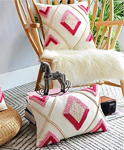 Judy Dre am Morocco Hand-Woven Tufted Throw Pillow Cover,Soft Geometric Diamond Pillowcase for Sofa Couch Bed Car,Tribal Bohemian Cushion Cover 12x20 Inch - size: 20" x 12" (Pack of 1)