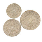 Laquedecraft Boho Wicker Rattan Plate Basket Set For Décor Hanging Wall | Large Woven Farmhouse Rustic Bohemian Art Baket Hangings For Decorative Home, Bedroom, Living Room, Kitchen, Bathroom (Classic, Natural, Set of 3) - size: Set of 3, style: Classic