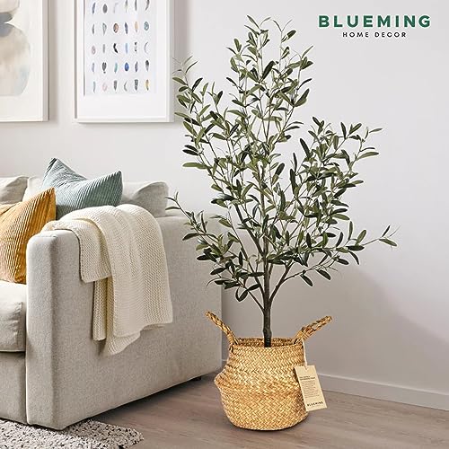 Basket Planter for Indoor Plants – 7 Inch Small Woven Wicker Pot for Olive Tree, Faux Plants, or Snake Plant, Handwoven Seagrass Basket with Handles (Original, Small) - color: Original, size: Small