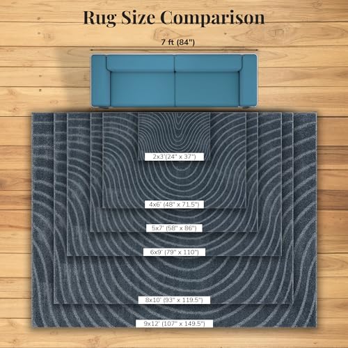 LUXE WEAVERS Modern Geometric Wave Blue 2x3 Area Rug - color: Blue, size: 2' x 3' (Rectangular)