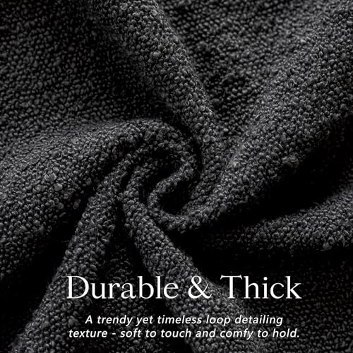 Foindtower Set of 2, Decorative Textured Boucle Throw Pillow Covers Accent Solid Pillow Cases Neutral Soft Cozy Couch Cushion Case for Chair Sofa Bedroom Living Room Home Decor 16 x 16 Inch Black - color: Black, size: 16" x 16" (Pack of 2)