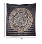 Popular Handicrafts New Launched Kp761 original Gold Ombre Tapestry Mandala tapestries Wall Art Hippie Wall Hanging Bohemian Bedspread With Metallic Shine tapestries 84x54 Inches(215x140cms) blue - color: Blue and Gold, size: 82"L x 54"W