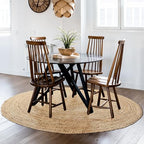 Chardin home Hand Woven Natural Jute Braided Rug – 4' Round | Rustic Boho Farmhouse Reversible Accent Rug for Entryway, Kitchen, Nursery, Dining Room, Study, or Patio | Solid Natural Fiber Rug - size: 4' (Round)