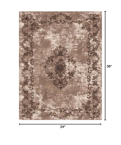 Vintage Distressed Brown Tan Oriental Antique Area Rug 2x3 Washable Soft Retro Boho Rug for Livingroom Bedroom Diningroom No-Slip Kitchen Hallway Floor Carpet - color: J, size: 2' x 3' (Rectangular)