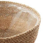 Casafield Set of 3 Seagrass Planter Baskets with Liners - Two-Tone, Hand Woven Indoor Flower Pot Covers for Plants, Succulents, Home Decor