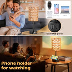 Rattan Table Lamps for Living Room, 3 Way Dimmable Touch Lamps, Small Bedside Lamps with LED Bulbs, Phone Stand, USB Ports and AC Outlet, Boho Nightstand Lamp for Kids Room, Bedroom, Office (1 Pack) - size: 1 Pack Rattan