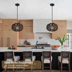 Black Rattan Pendant Light 12.6 in Rattan Light Fixture Wicker Chandelier Woven Pendant Light Boho Chandelier for Foyer - color: 12.5" Black