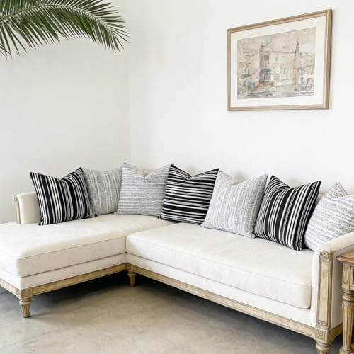Slow Cow Boho Chenille Textured Woven Stripe Throw Pillow Covers 18 x18 Cushion Cover Black Pillow Cover Pillowcase - color: Black, size: 18" x 18" (Pack of 1)