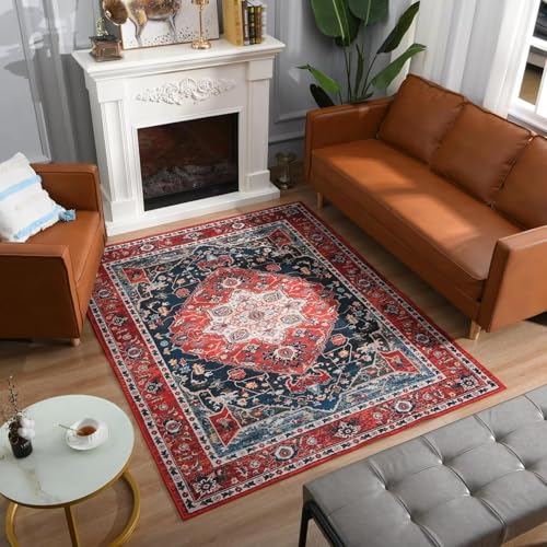 Vintage Bohemian Area Rug for Living Room, Retro Boho Rug Bedroom Indoor Print Carpet Large Size Rug Kitchen Dining Room Mat 1x3(ft)