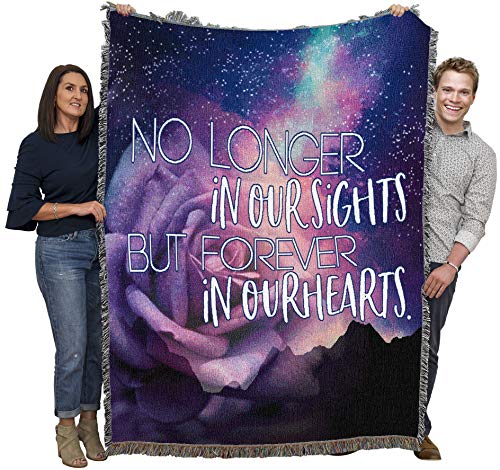 Pure Country Weavers No Longet in Our Sights But Forever in Our Hearts Blanket Rose - Sympathy Bereavement Gift Tapestry Throw Woven from Cotton - Made in the USA (72x54) - color: Our Sights Rose, size: 72" x 54"