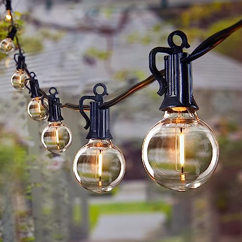 Brightown LED Outdoor String Lights Patio Lights 100FT with 104 LED Bulbs, Shatterproof Weatherproof Commercial Hanging Light for Backyard Bistro Pergola Party Decor, E12 Socket Base, 2200K, Black - color: Black, size: 100FT
